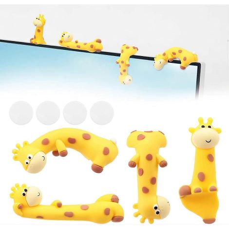 Lot de 4 décorations pour écran : mini girafes en résine figurines ludiques pour ordinateur bureau ou tableau de bord de voiture (1/5)