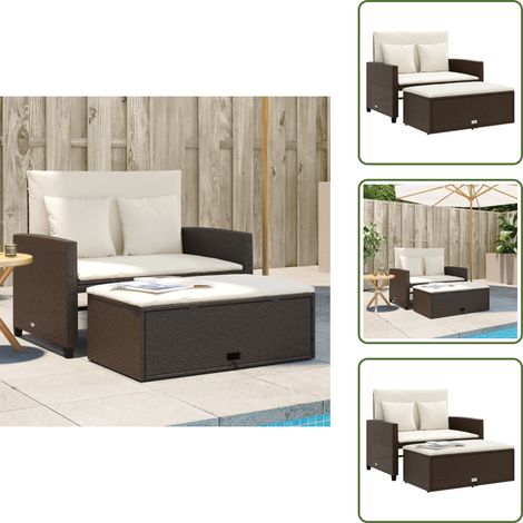 Canapé de jardin avec coussins 2 places marron résine tressée - Canapé De Jardin - Salon De Jardin - Mobilier Extérieur - Résine Tressée - Polyrotan (1/5)