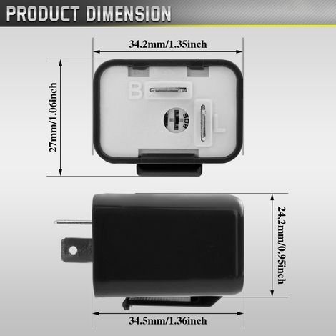 Relè universale a 2 pin per indicatori di direzione, regolabile, nero, per luci freno, fanali posteriori e indicatori di direzione della moto, 1 pezzo
