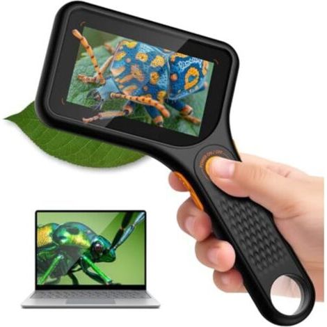 Microscope pour adultes et enfants, microscope numérique à écran 3 pouces, grossissement 500x, loupe portative avec 8 LED, connexion USB compatible PC Windows/macOS - Noir