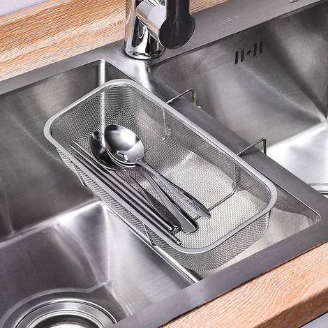 BelleRise - Passoire d'évier en acier inoxydable, passoire suspendue d'angle, filtre de cuisine pour déchets et légumes/fruits (1/5)