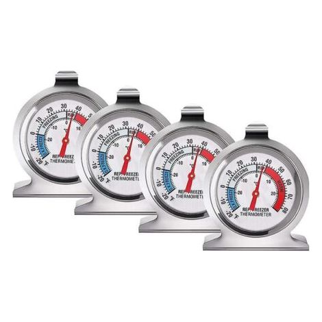 Paquet de 4 thermomètres pour réfrigérateur et congélateur, thermomètre à grand cadran (1/5)
