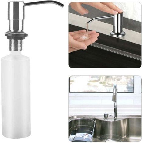 Distributeur Savon Liquide Encastrable avec Bouteille 300ML, Distributeur Savon de Mousse Evier, Distributeur Liquide Vaisselle Cuisine, Distributeur de Détergent En Acier Inoxydable pour Bains U (1/4)