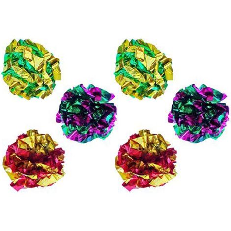 Balle Crinkle - Pour Chat - En Mylar Souple - Sonore - Diamètre 3,8 cm - Lot de 6 (1/3)