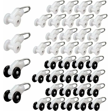 Vorhang-Gleitrollen, 40 Stück, Haken, Pergola-Schiene, Vorhangschienenrollen, Metall-Riemenscheibe, Radhaken, Schiebevorhänge, Gardinenstange, Rollen, Schieber, Vorhangschiene (1/5)