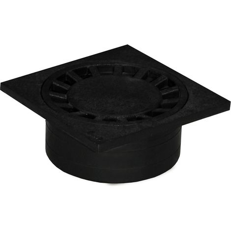 First Plast – Siphon de sol PVC 250x250mm sortie verticale Ø100 femelle – Débit 96L/min – Norme UNI EN 1253 – Couleur anthracite (1/6)