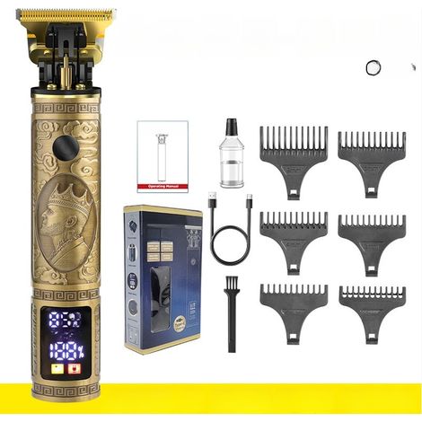 Tondeuse à cheveux King Style pour hommes avec affichage numérique - Coiffure à l'huile, sculpture, tondeuse électrique (1/5)