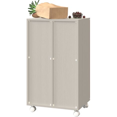 Mobile porta rifiuti a 2 scomparti in MDF con ruote bianche, 46,7 x 35 x 80,3 cm (1/5)