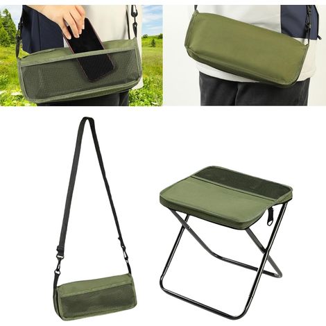 Tabouret de sac à dos pliable portable avec sangle de transport – Tabouret d'extérieur compact et ultraléger pour camping, randonnée, pêche, pique-nique (vert) (1/5)