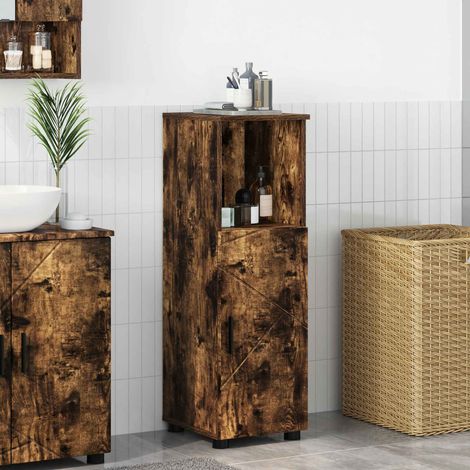 vidaXL Cabinet de salle de bain Chêne fumé 30 x 35 x 95 cm (1/5)