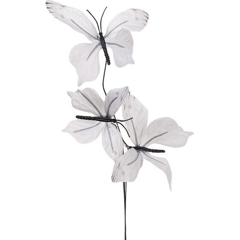 Branche de décoration avec papillons en textile blanc pour intérieur 10 x 10 x 65 cm - PANGIVO (1/2)