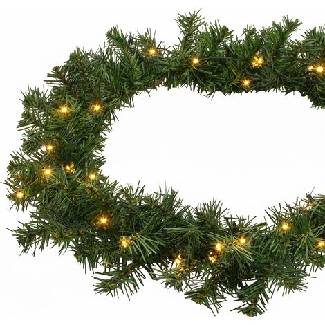 Weihnachts Girlande mit Lichterkette und Netzstecker für Außen und Innen - 540 cm / 70 LED - Künstliche Tannen Girlande warmweiß beleuchtet