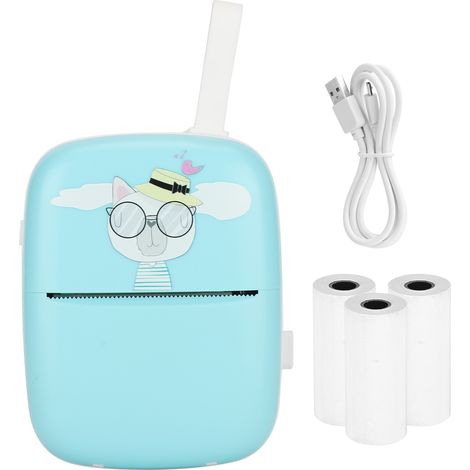 Mini Printer Hand-Held Portable Pocket Student Wrong Question Photo Printing EquipmentBlue (with silicone rope) (1/5)