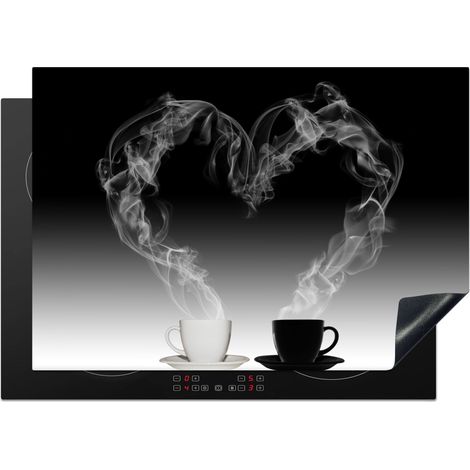 PROTEZIONE PER PIANO COTTURA A INDUZIONE Caffè - Cuore - Bianco e nero - Tazze 75x52 (1/5)