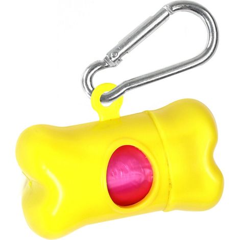 Dispenser micro porta sacchetti igienici a forma di osso Giallo per cani