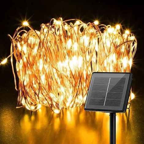 1 guirlande lumineuse solaire, 240 LED fil de cuivre, 24 m, étanche IP65, 8 modes, pour jardin terrasse balcon mariage