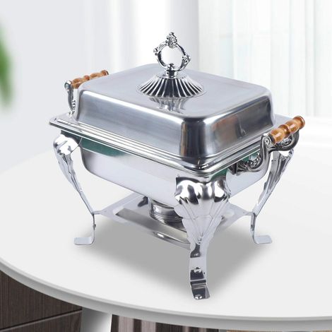 Nahrungsmittelheizung Edelstahlofen Rechteckbuffetofen Buffetheizungsset für Zuhause und Restaurants (4L, Silber) (1/5)