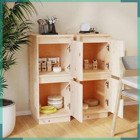 Buffet - 813381 - Bois massif de pin - 31,5 x 34 x 75 cm - Lot de 2 (1/5)