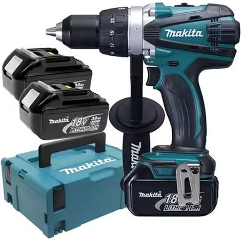 Makita Herramientas - Taladro atornillador AKU 18V, 2x batería 3,0 Ah, cargador DDF458RF3J (1/4)