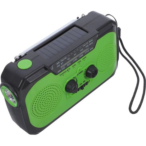 Radio Météo d'urgence à Manivelle Solaire 2200mah Verte en (1/5)