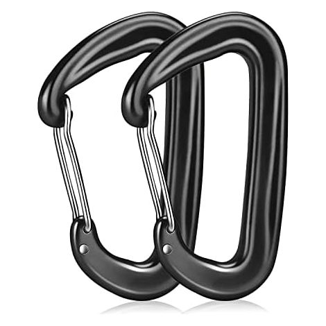 Karabiner mit 1200kg Belastbarkeit, 2 Stück Karabinerhaken Groß Robust, Karabiner Schwarz für Hängematten, Camping, Wandern, Angeln