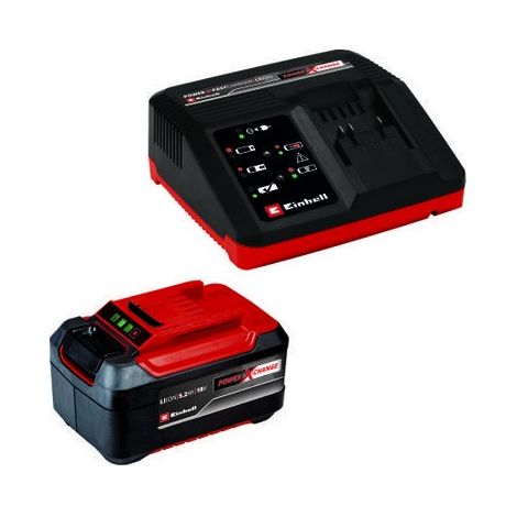 Einhell 4512114 Power X-Change Starter Kit Batteria 18V 5.2 Ah Litio e Caricabatteria Rapido 4A colore Nero Rosso (1/10)