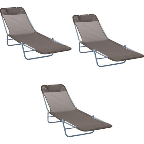 3er-Set sonnenliege Gartenliege Relaxliege 2-Beinliege Braun faltbar für Garten & Terrasse, wetterfest & komfortabel