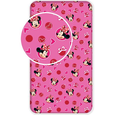 Drap-housse en coton 90x200 cm Mini Mouse 2888 Minnie Mouse pour enfants JF24