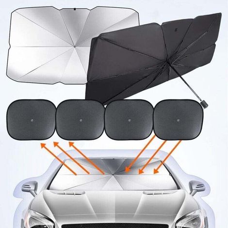 Pare-Soleil Pare-Brise Auto Anti-UV 135x80 cm avec 4 Protections Enfant Protection Visière Pare Soleil Voiture (1/4)