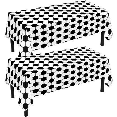 2Pcs Nappes de Table Football Ballon de Foot Noir et Blanc - Nappe en Plastique Imperméable 137x274 cm - Décoration Fête Sportive Pour Match Coupe du Monde 2026 Anniversaire Enfant Soirée Foot (1/5)