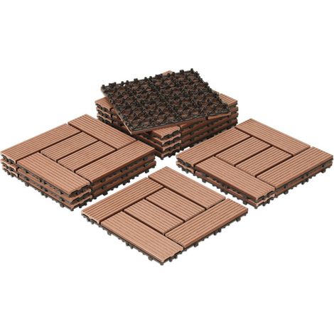 SWANEW Lastra per terrazza Piastrelle per terrazza in WPC per esterni, 30x30 cm, resistente agli agenti atmosferici, sistema a innesto, marrone 55 pz