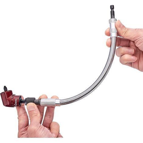 Lot de 2 Embouts de Visseuse d'Angle Composé d'un Adaptateur de Perceuse d'Angle de 105° et d'une Rallonge Flexible en Alliage d'Acier S2 de 300 mm de Long (1/5)