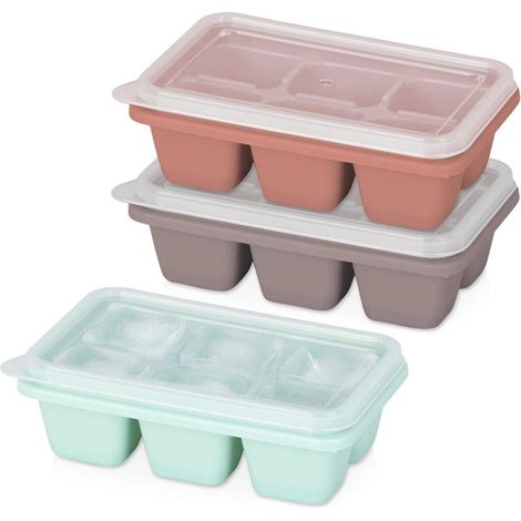 Ice Cube Tray Set with Lids, 3 Pastel Colors, 3-Pack (1/5)
