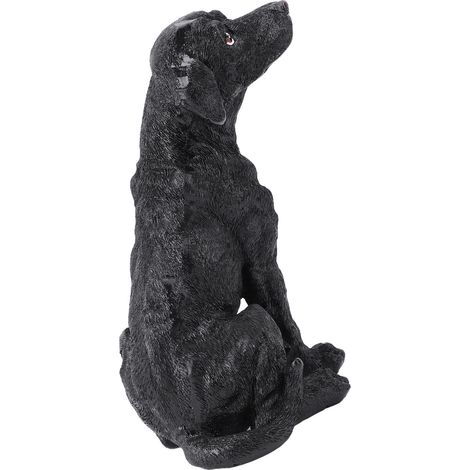 Figurine décorative de chiot en résine noire, look mignon réaliste, ornement table imperméable anti-décoloration pour intérieur et extérieur (1/5)