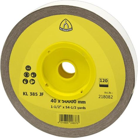 Bobine de toile abrasive KL 385 JF 40 mm K.180 avec corindon métallique