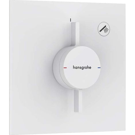 Mitigeur de douche encastré, Robinet douche carré 1 sortie, Mitigeur monocommande pour iBox universal 2, Blanc mat, 75617700 (1/2)