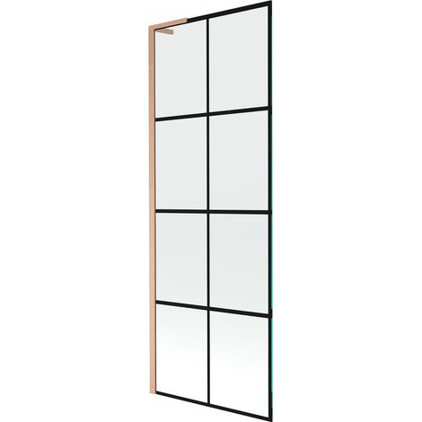Mexen Next L mampara de baño de 1 hoja 70 x 150 cm, rejilla negra, cobre cepillado - 895-070-000-03-77-65 (1/5)