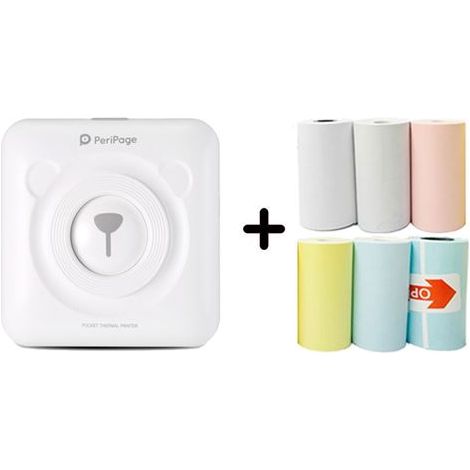 Imprimante Thermique Peripage Mini - Format A6 - Connexion Bluetooth - Papier Thermique Inclus - Blanc (1/2)