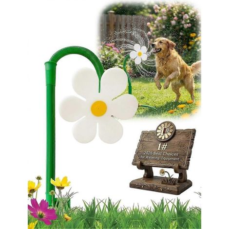Arroseur Crazy Daisy pour chien, jouet d'eau tournesol, tuyau d'arrosage dansant pour jardin, enfants et pelouse, blanc (1/5)