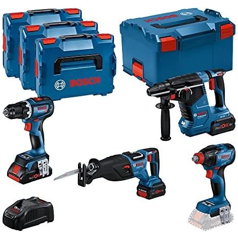 KIT 4 Herramientas 18V GSR/GDX/GBH/GSA - BOSCH - con batería 1 x ProCore 18V 4.0Ah - 2 x ProCore 18V 5.5Ah - Cargador - L-Boxx - 0615990N37 (1/5)