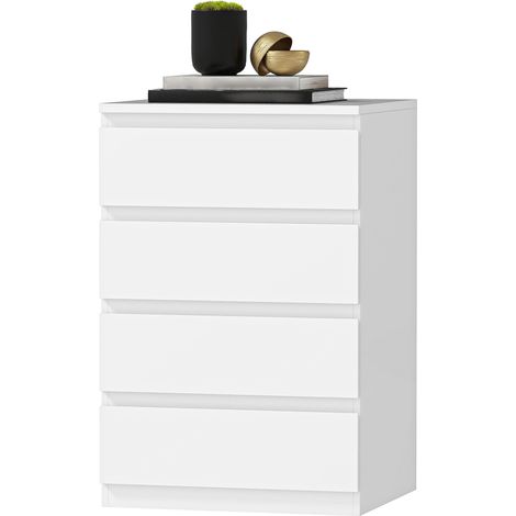 Commode fermeture salon bureau, 45 x 40 x 68 cm, blanc 4 tiroirs (1/5)