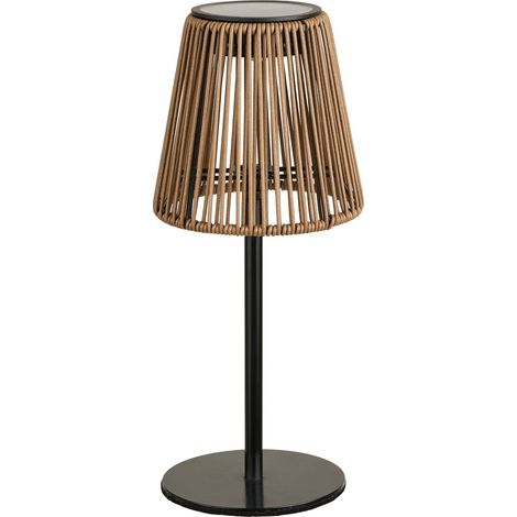 Lampada solare Salford in polyrattan marrone e metallo nero — ø13,5×30,5 cm (1/5)