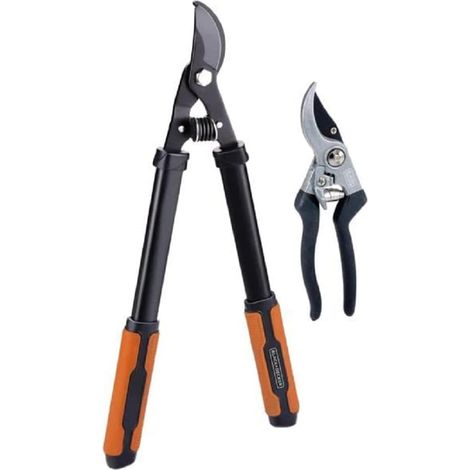 Pack 2 outils Coupe Branches 53,3 cm + Sécateur de Jardin 20,3 cm Outillage Jardinage Black et Decker (1/5)