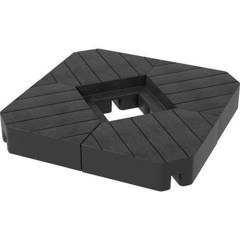 Set 4 Mattonelle Base per Ombrellone Riempibili con Acqua o Sabbia fino a 80 kg Nero