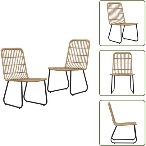 Chaises de jardin lot de 2 Résine tressée Chêne - Chaise De Jardin - Chaise Bistrot - Mobilier De Jardin - Résine Tressée - Chaise Design (1/5)
