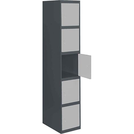 SimonRack Vestiaire Métallique 5 Porte, 1800x300x500 mm, Serrure à Clé et Aérations, Anthracite/Gris Simonlocker (1/2)