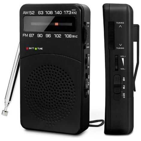 Radio portable, radio AM (MW)/FM à piles, radio transistor de poche avec excellente réception, bouton de réglage avec indicateur de signal, mini radio portable (1/5)