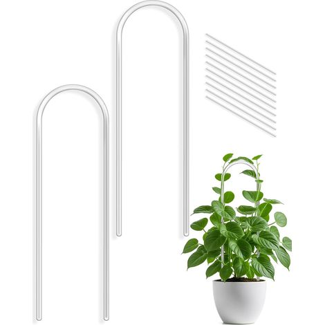 Filiyano-Treillis en acrylique transparent en forme de U de 40 cm (15,7 po), 2 supports pour plantes d'intérieur avec bandes torsadées pour plantes (1/5)