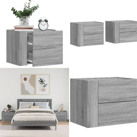 Wand-Nachttische 2 Stk. Grau Sonoma 45x30x35 cm - Wandregal - Nachtkästchen - Wohnraumgestaltung - Möbelstück - Grau - Home & Living (1/5)