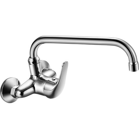 Grifo Monomando Fregadero Pared Caño largo Sonia-11 cromo. 16cm(alto) 33.5cm(largo).